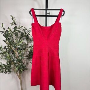Herve Ledger Red Mini Bandage Dress size small.
